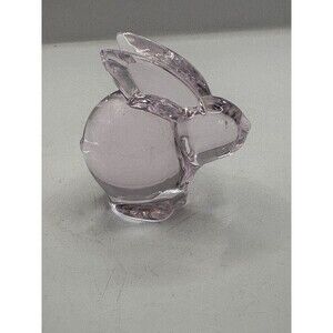 Vintage 24% Lead Crystal Oneida Pink Bunny Figurine Rabbit Art Figure Statue